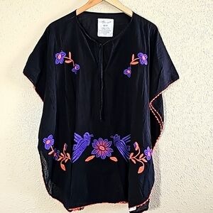 Bennett Malibu Black Embroidered Tunic | Blouse